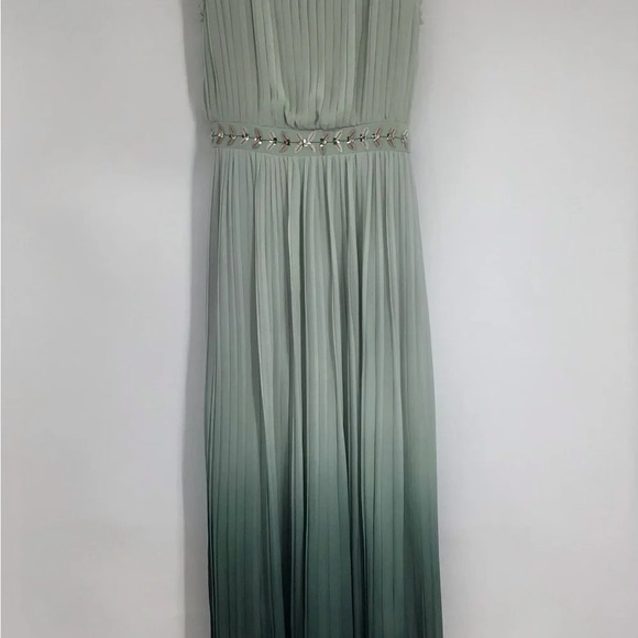 Lauren Conrad Runway Ombré Pleated Green Gables Maxi Formal Dress Size 6 - Picture 5 of 9
